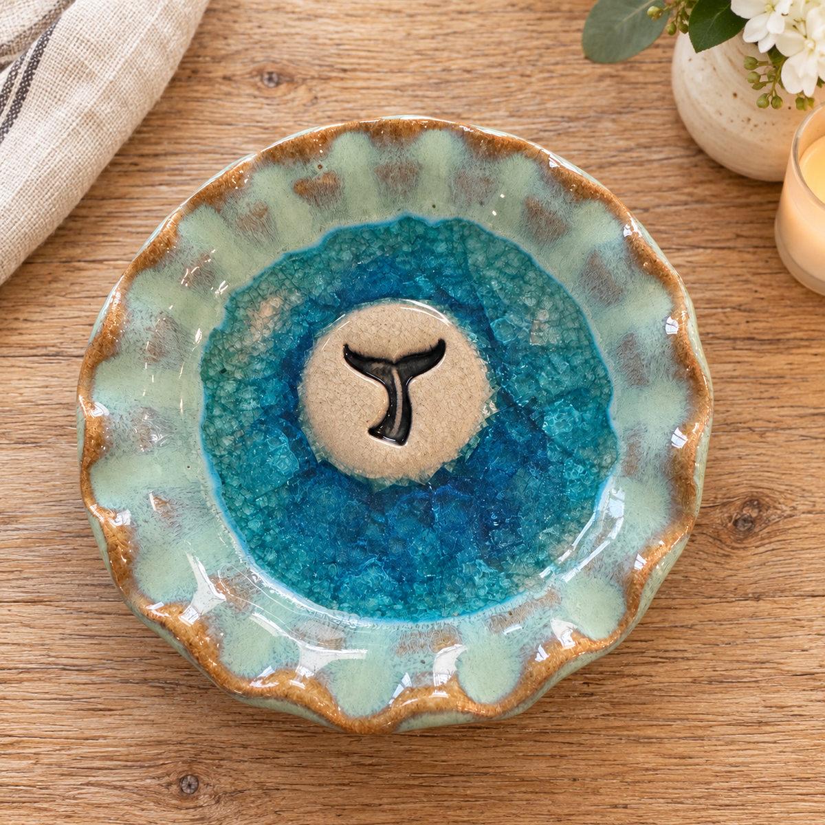 Down to Earth Pottery Trinket Dish – Blue Whale Tail