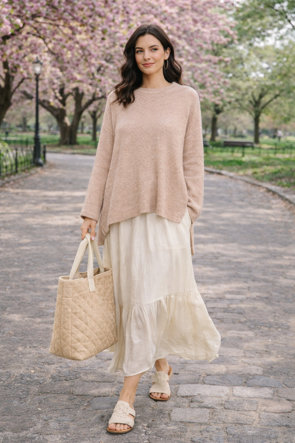 Davi & Dani High-Low Round Neck Drop Shoulder Sweater