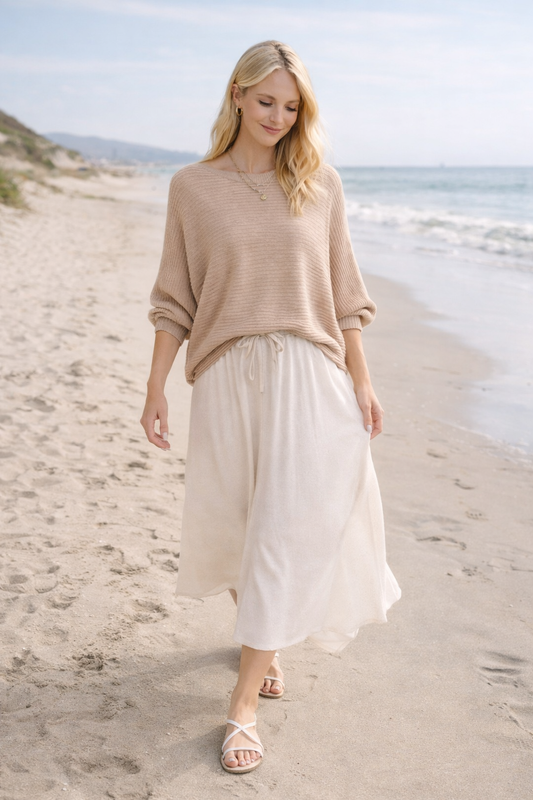 Davi & Dani Round Neck Batwing Sleeve Sweater