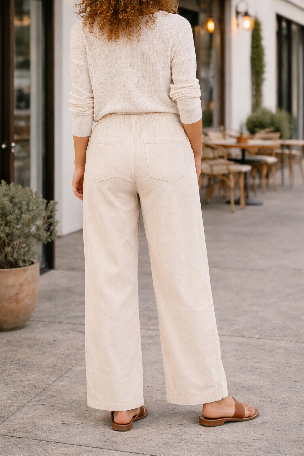 Mittoshop Corduroy Back Elastic Waist Pants