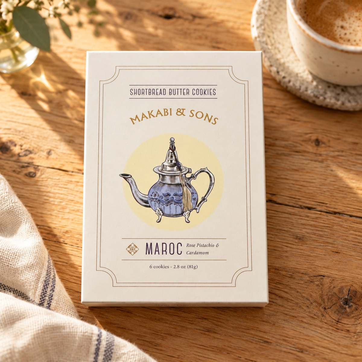 Makabi & Sons Maroc Shortbread Cookies – Rose, Pistachio & Cardamom
