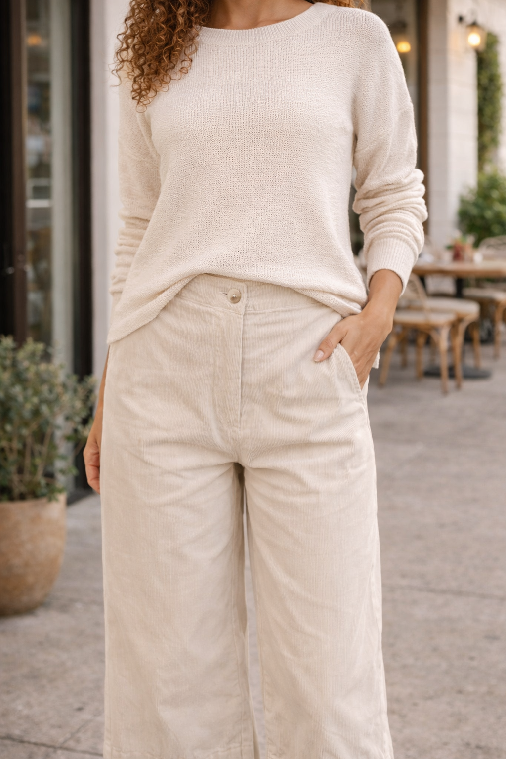 Mittoshop Corduroy Back Elastic Waist Pants