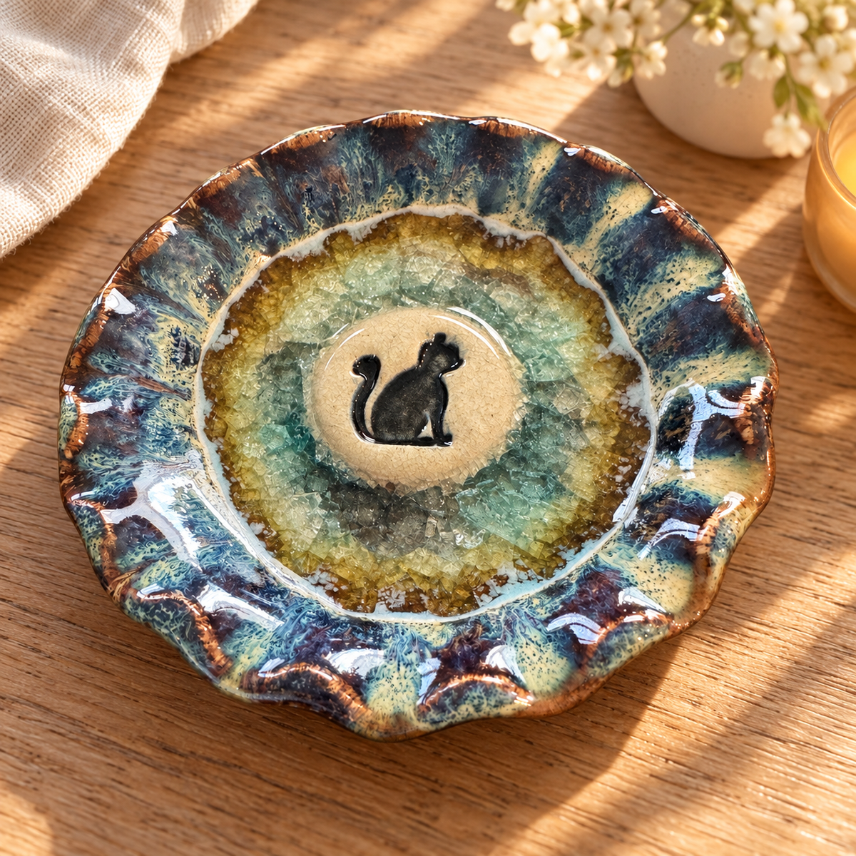 Down to Earth Pottery Trinket Dish – Blue Cat