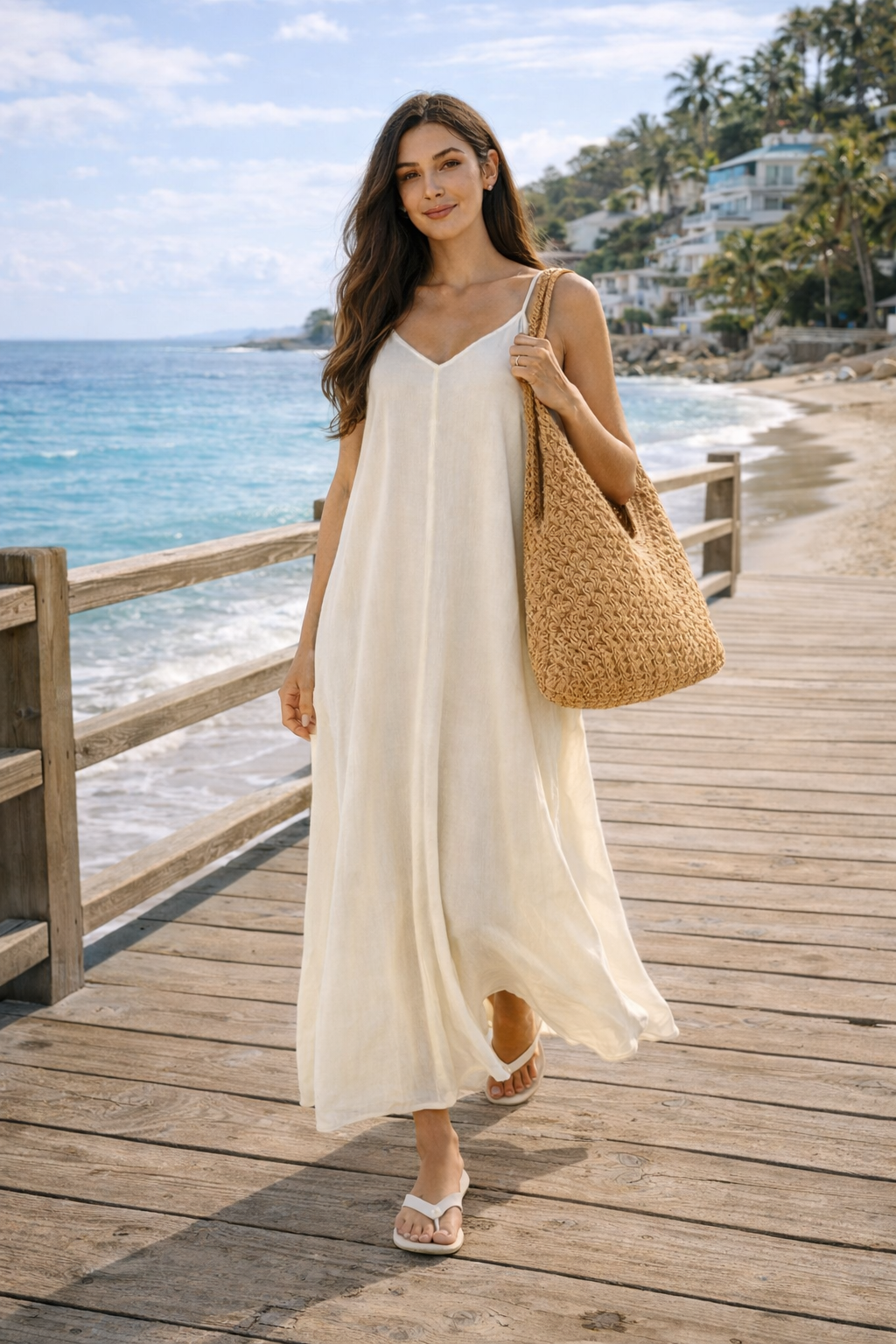 Woven Crinkle Cami Maxi Dress with Side Pockets