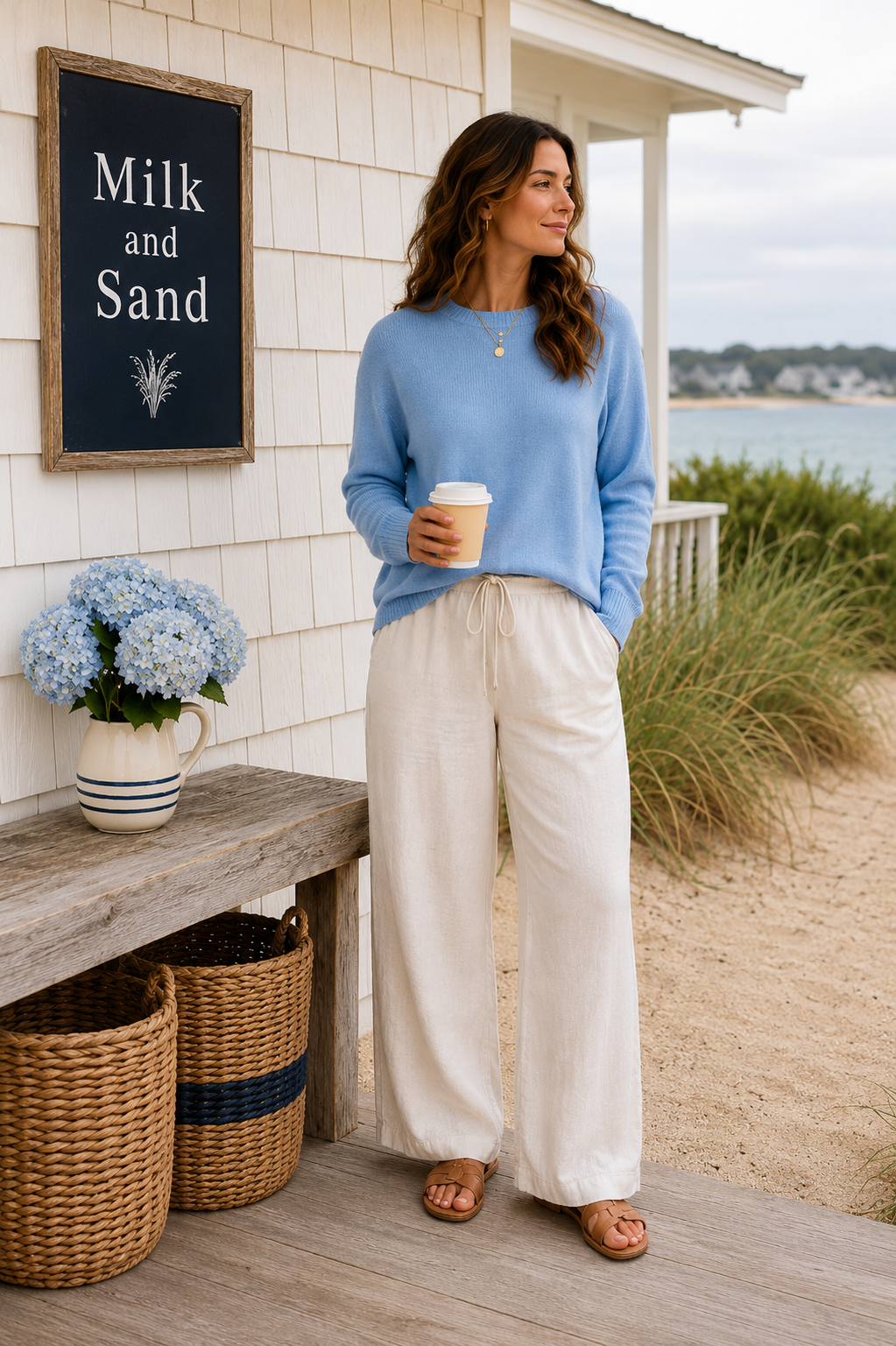 Lightweight Wool Blend Round Neck Sweater