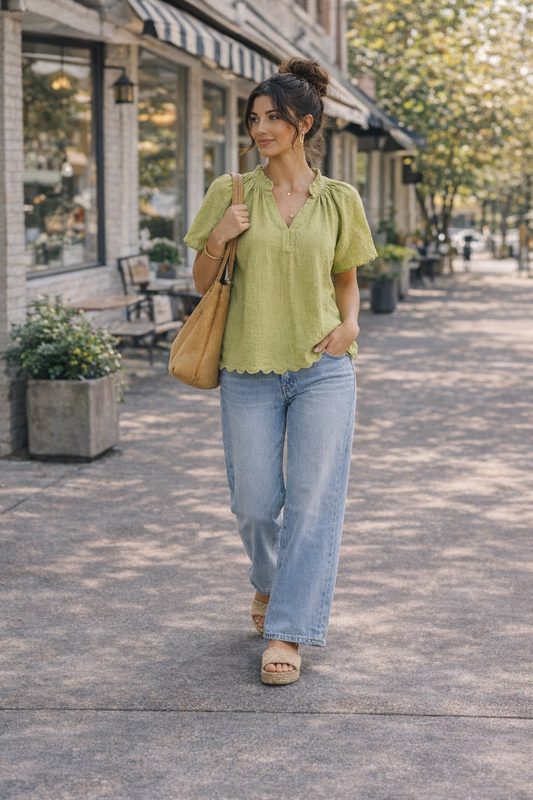 Scalloped Hem Blouse | Umgee