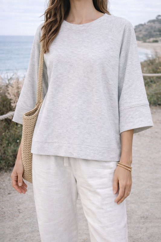 Zenana Scuba 3/4 Sleeve Pullover