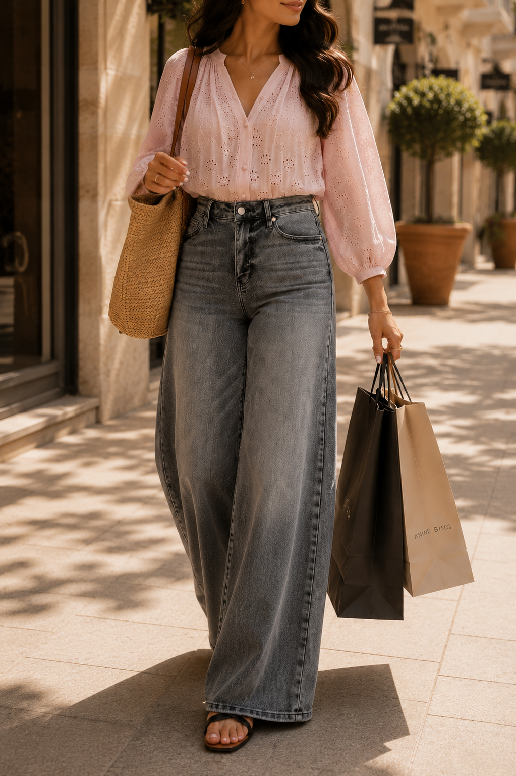 Mid Rise Palazzo Split Back Yoke