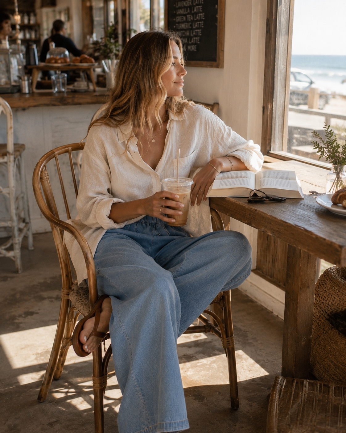 Stone Washed Wide Leg Pants