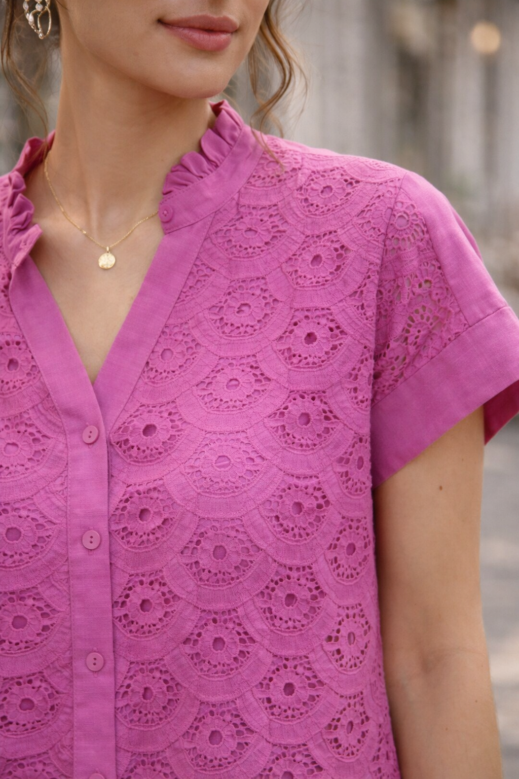 Peony Lace Everyday Blouse | Umgee