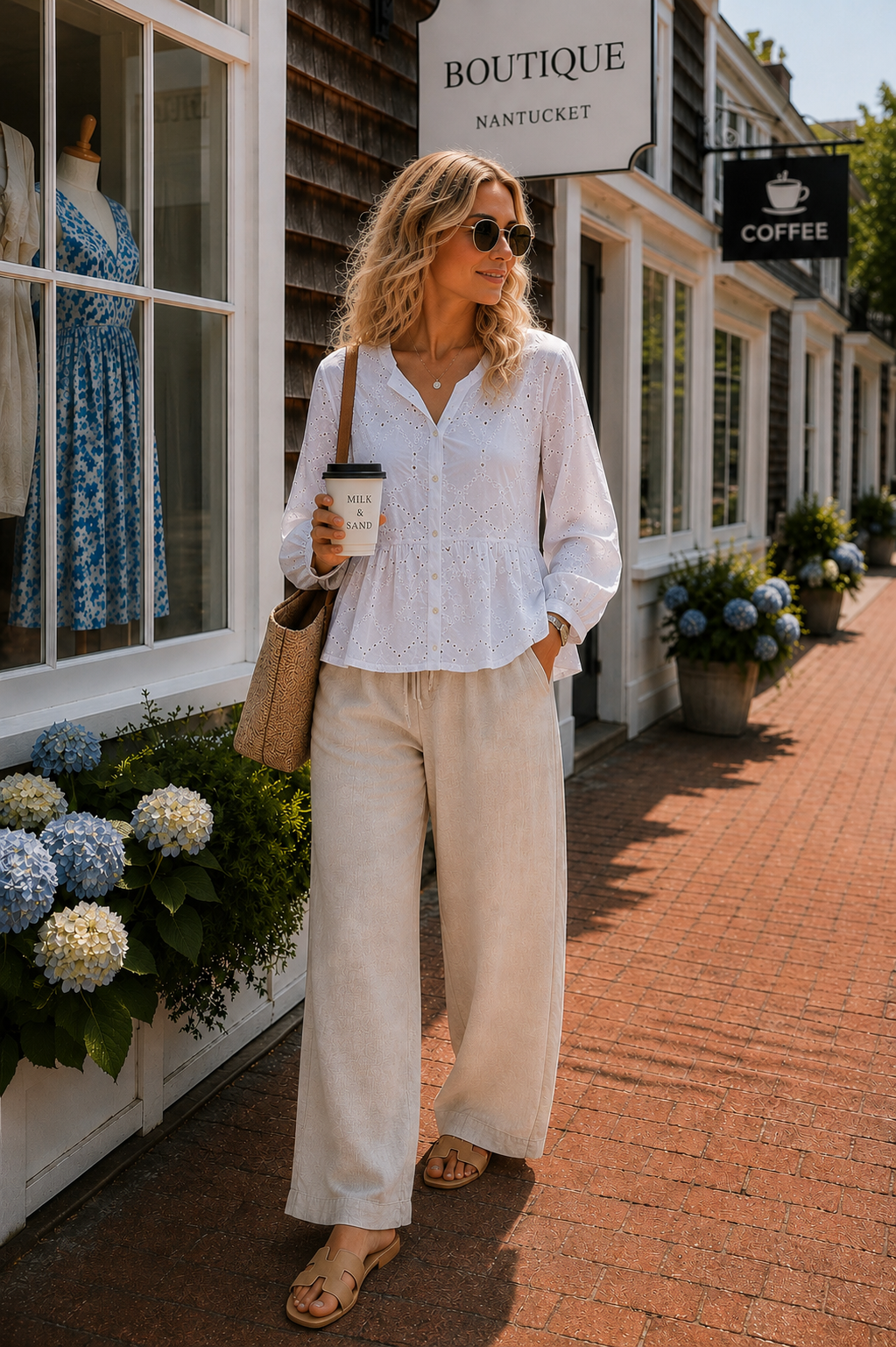 Eyelet Embroidery Peplum Button Front Cotton Shirt