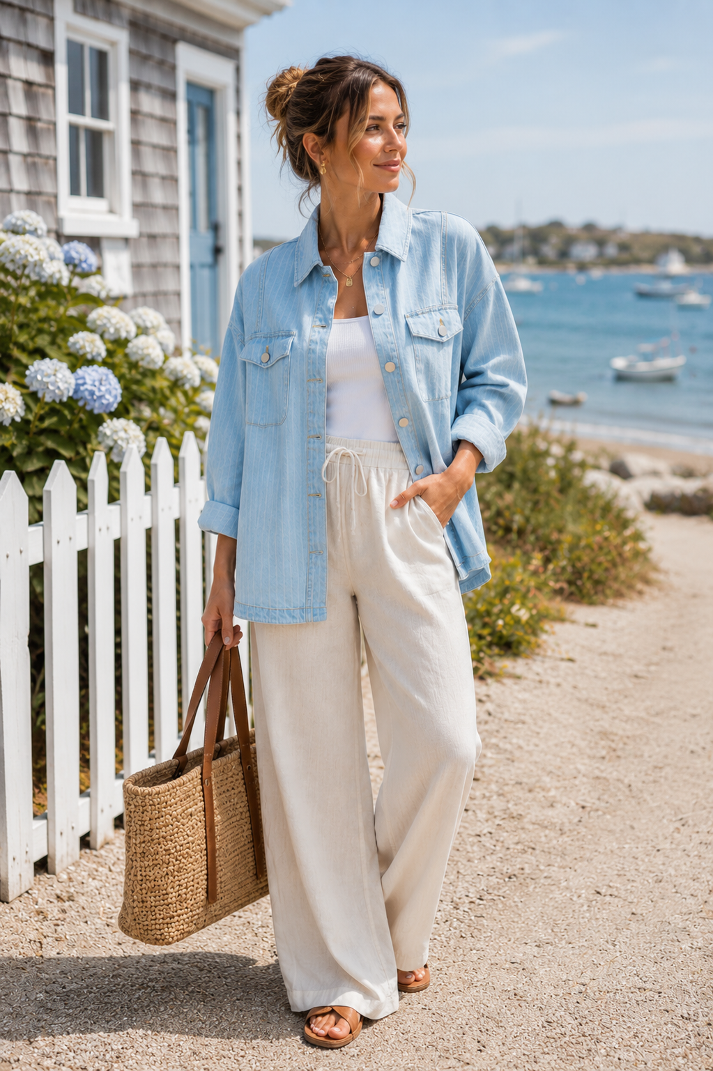 Oversized Stripe Denim Shaket