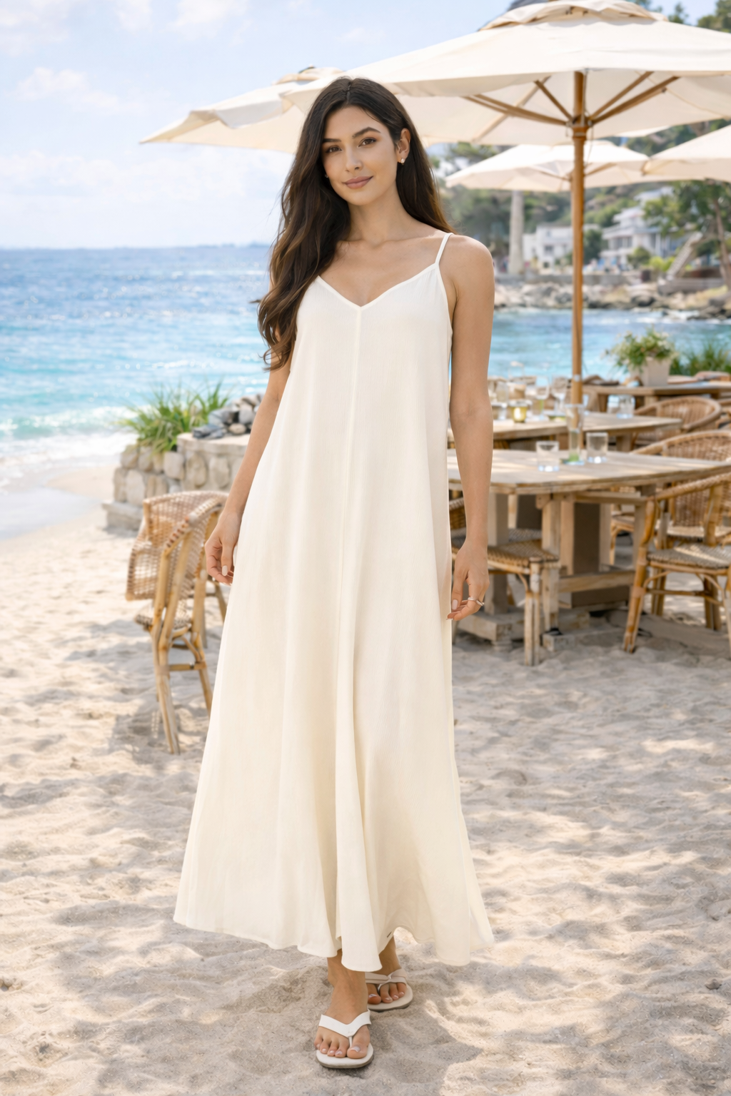 Woven Crinkle Cami Maxi Dress with Side Pockets