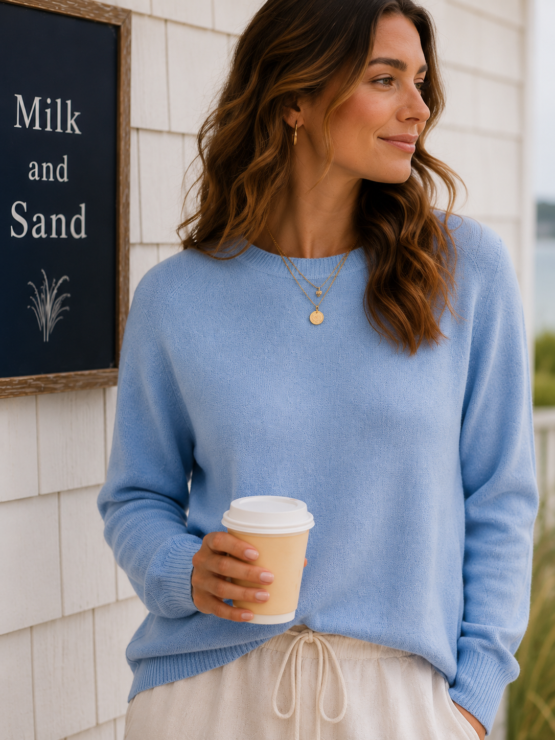 Lightweight Wool Blend Round Neck Sweater