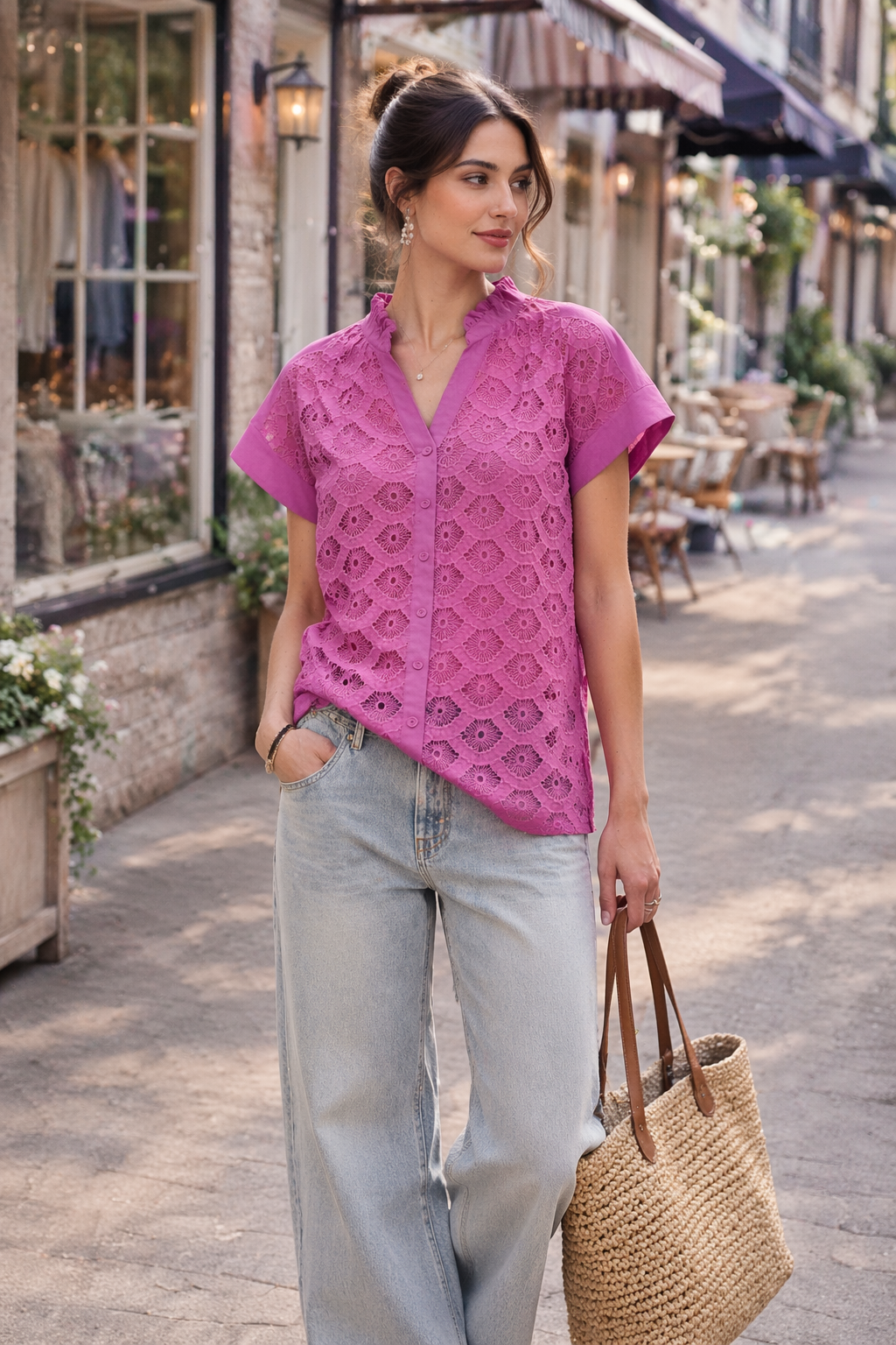 Peony Lace Everyday Blouse | Umgee