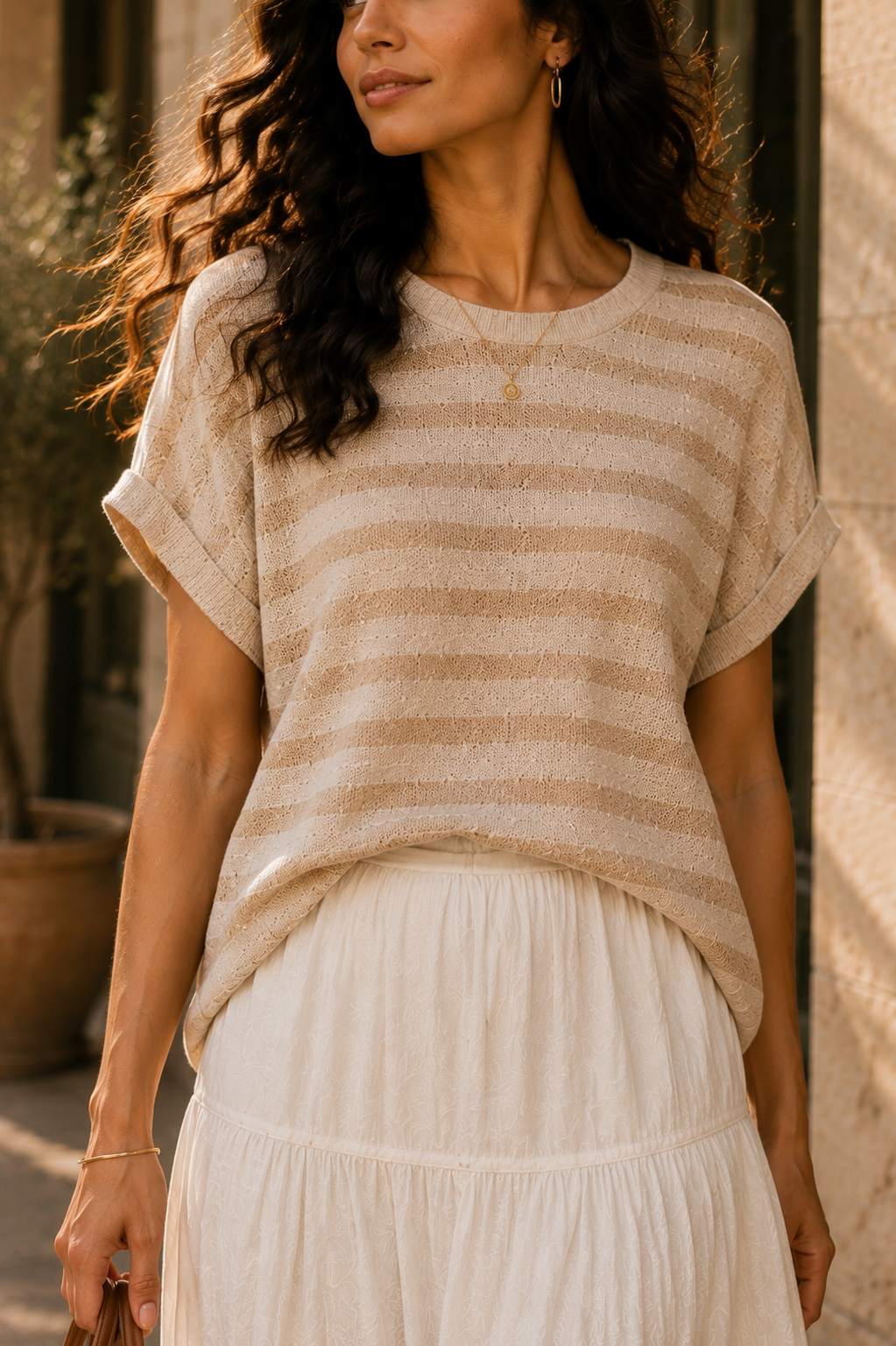 Raised Rib Striped Top