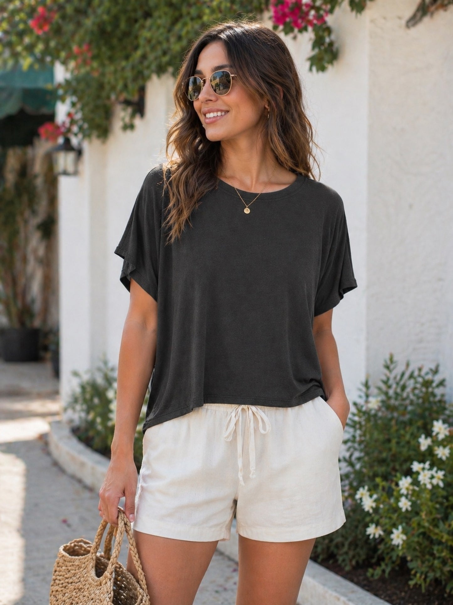 Zenana Round Neck Short Sleeve Cropped T-Shirt