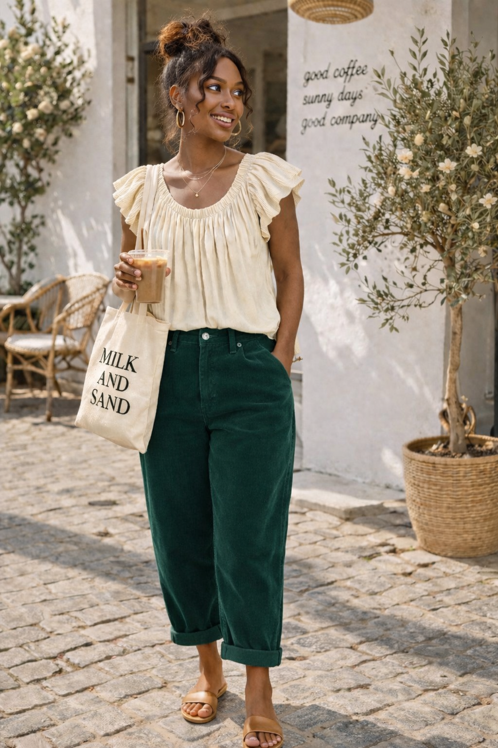 High Rise Crop Barrel Cordurory Pants| RISEN