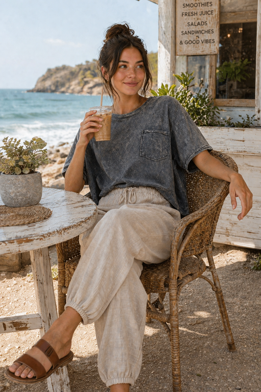 Acid Washed Round Neck Short Sleeve Oversized T-Shirt | Zenana