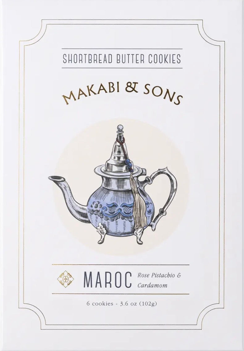 Maroc Rose, Pistachio & Cardamom Shortbread Cookies – 6 Cookies Per Box