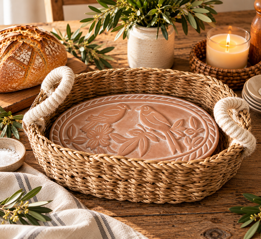 Lovebird Oval Bread Warmer & Basket