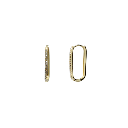 Thin Pave Paperclip Hoops