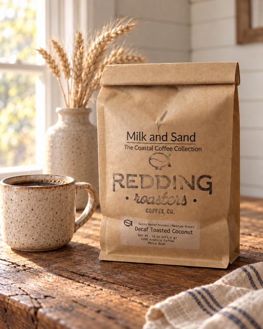 Milk and Sand Decaf Toasted Coconut Swiss Water Process whole bean coffee, 16 oz