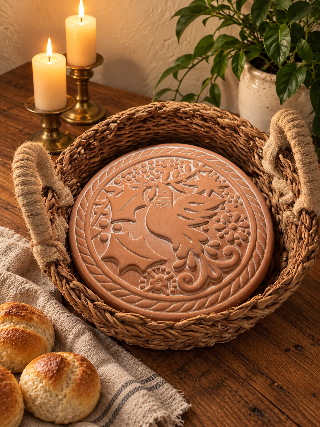 Bird Round Bread Warmer & Basket
