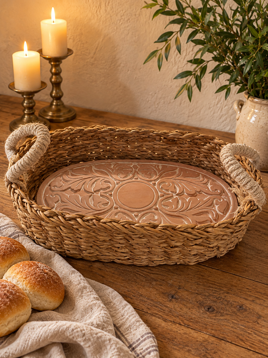 Vintage Vine Oval Bread Warmer & Basket