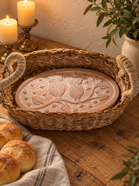 Owl Oval Bread Warmer & Basket