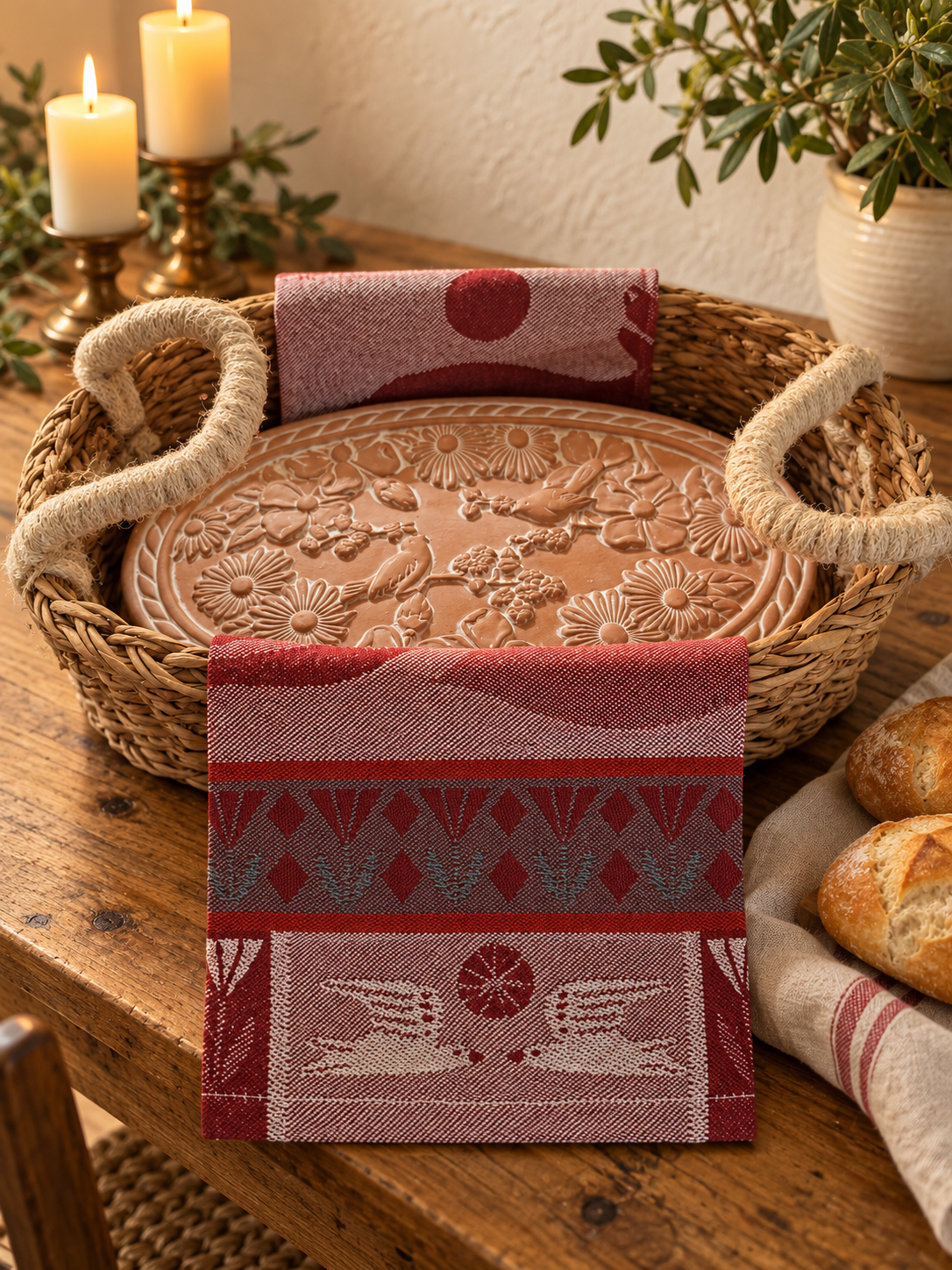 Garden Oval Bread Warmer & Basket